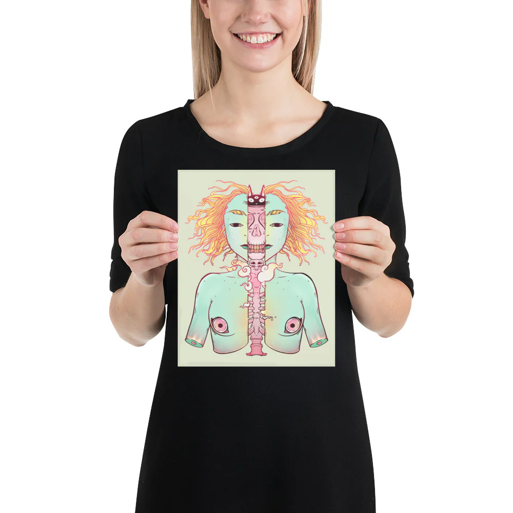 Cat And Woman, Matte Art Print Poster - Image 2