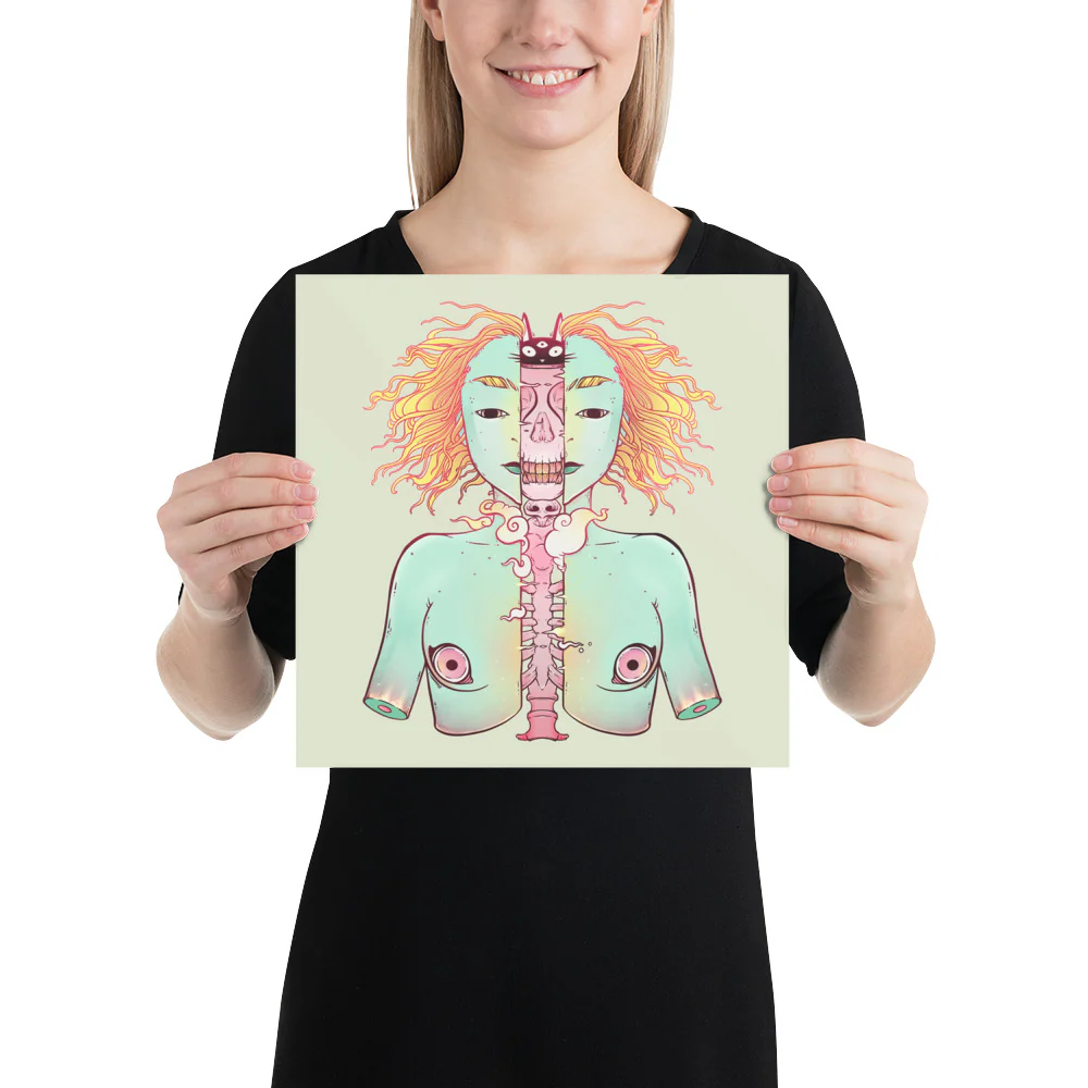 Cat And Woman, Matte Art Print Poster - Image 4