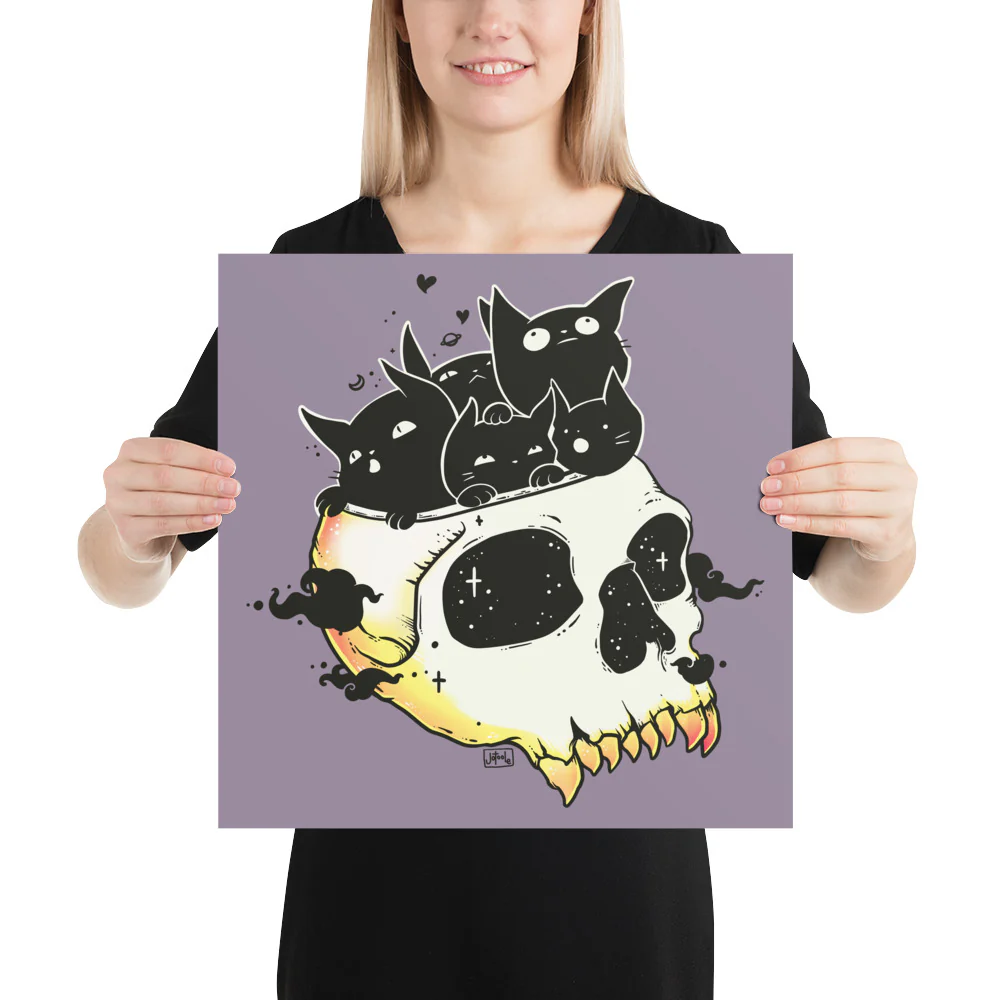 Skull Full Of Cats, Matte Art Print Poster - Image 6