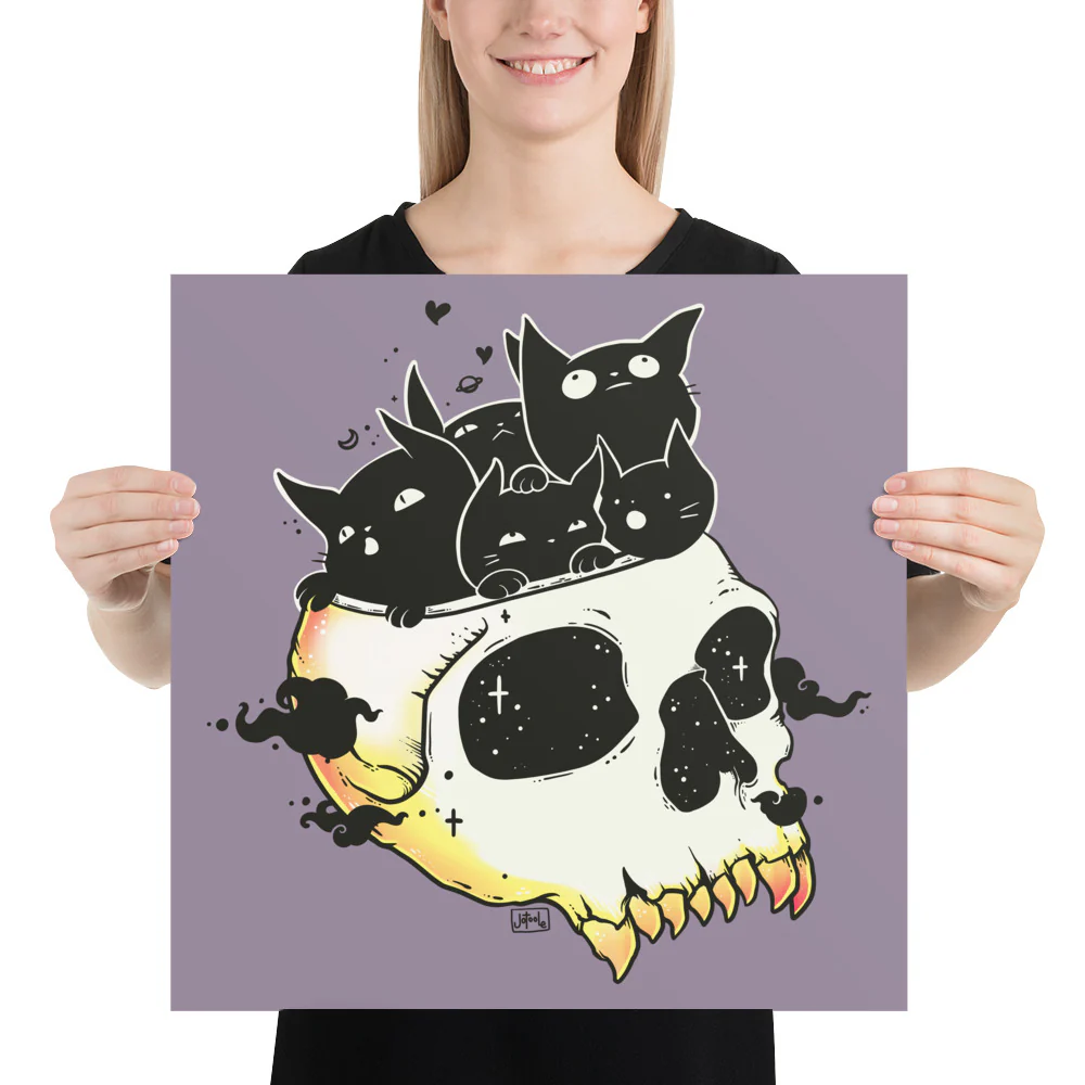 Skull Full Of Cats, Matte Art Print Poster - Image 7