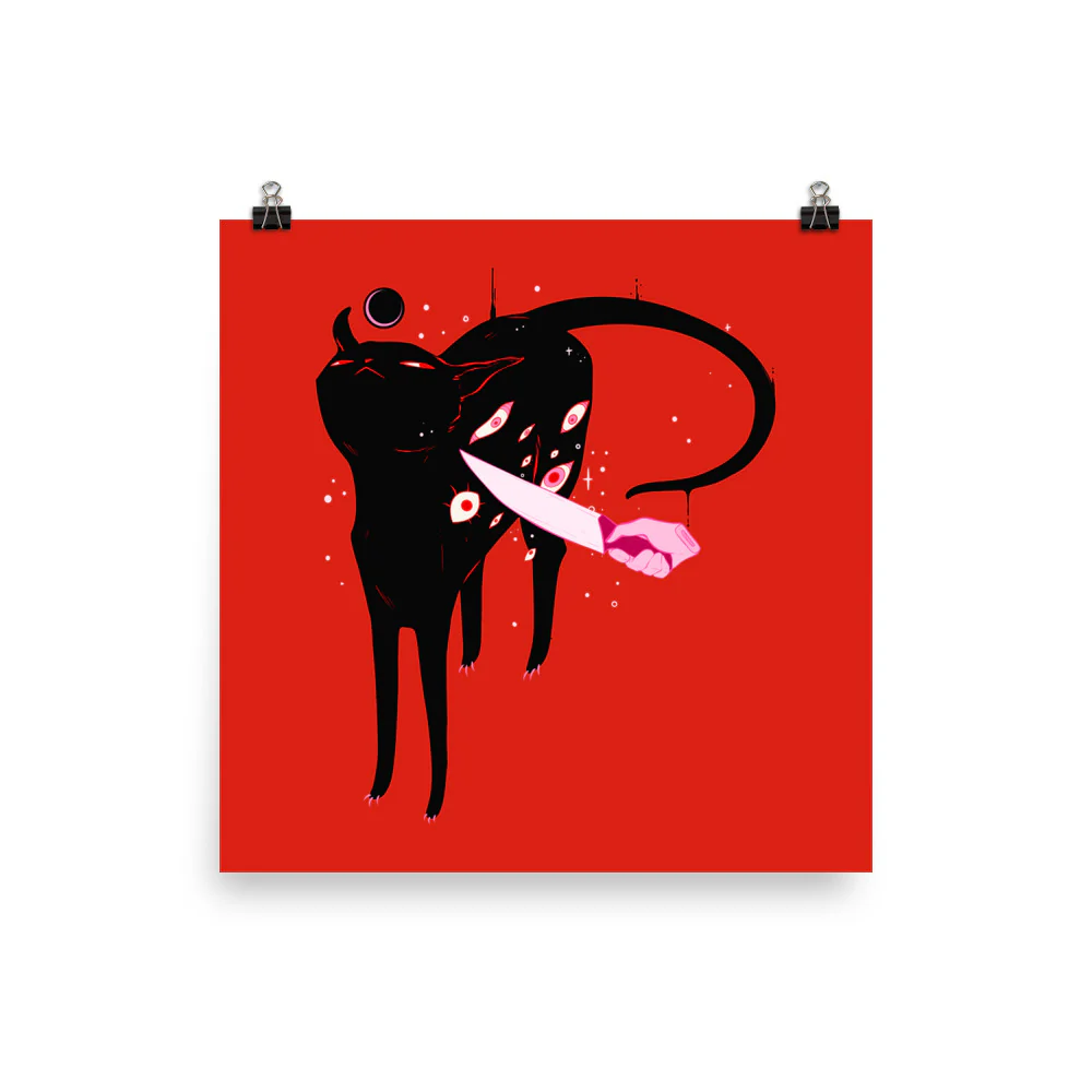 Smug Cat, Matte Art Print Poster - Image 3