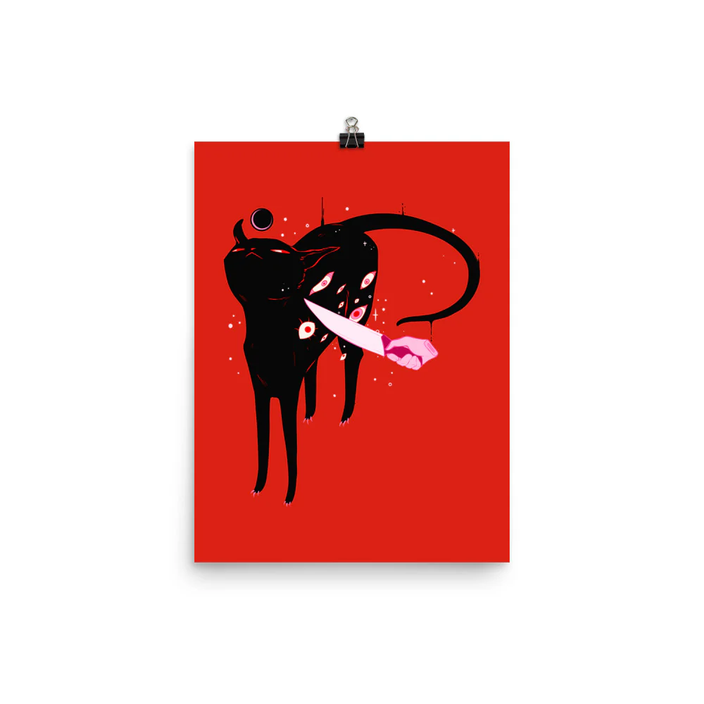 Smug Cat, Matte Art Print Poster - Image 4