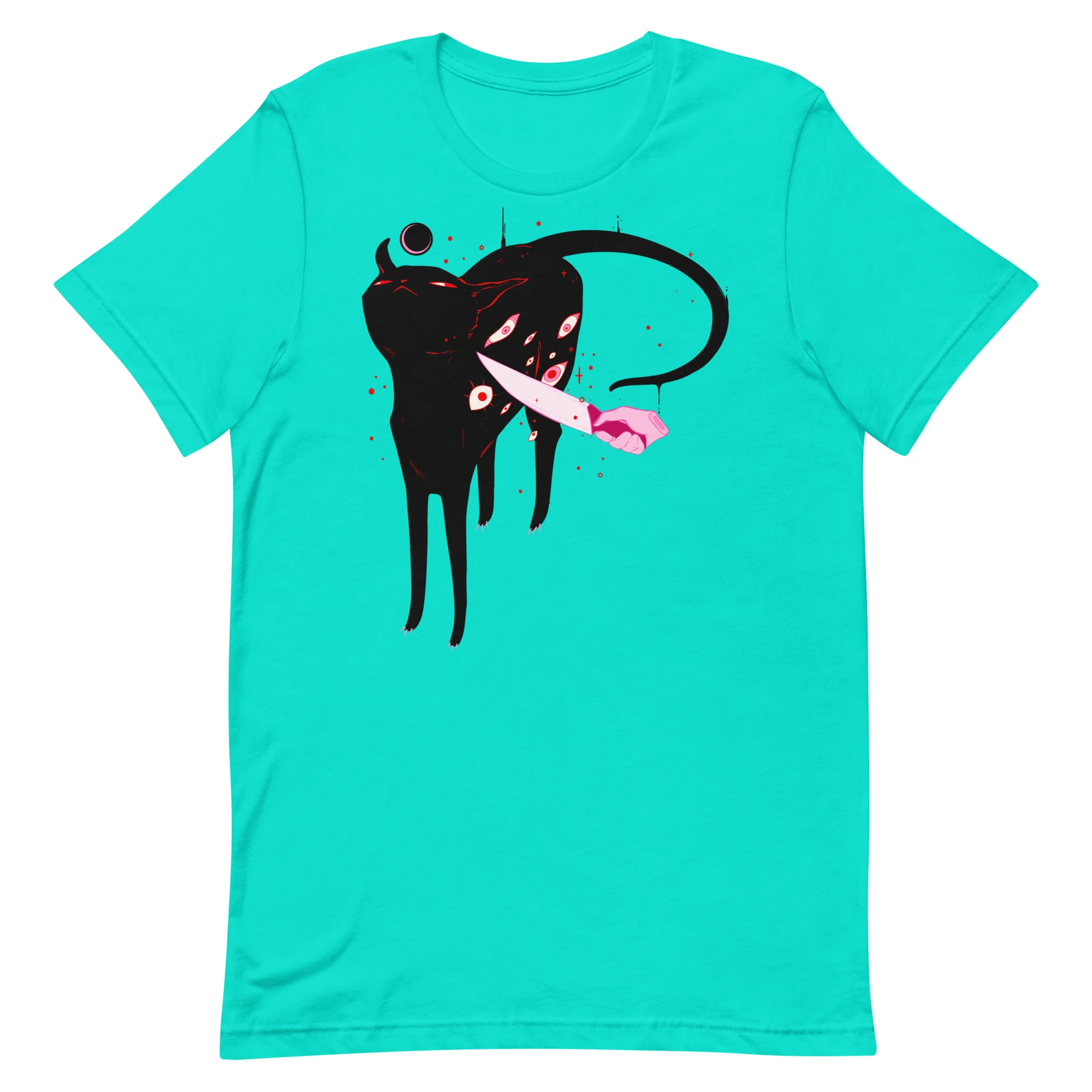 Smug Cat On Teal, Unisex T-Shirt