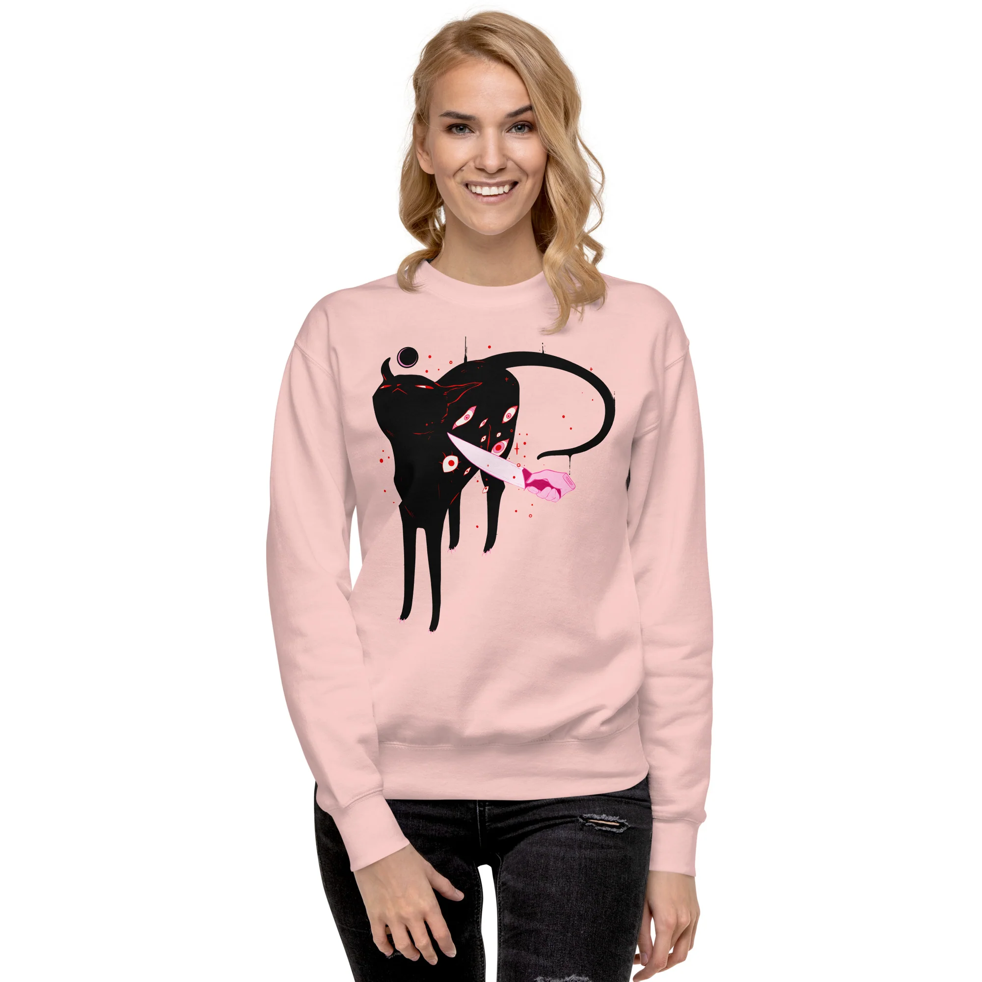 Smug Cat, Premium Unisex Sweatshirt - Image 5