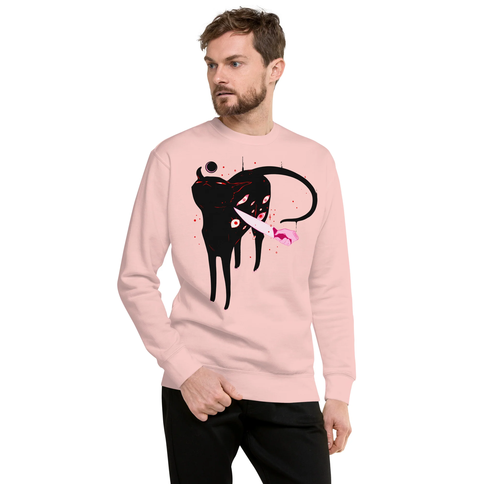 Smug Cat, Premium Unisex Sweatshirt - Image 7