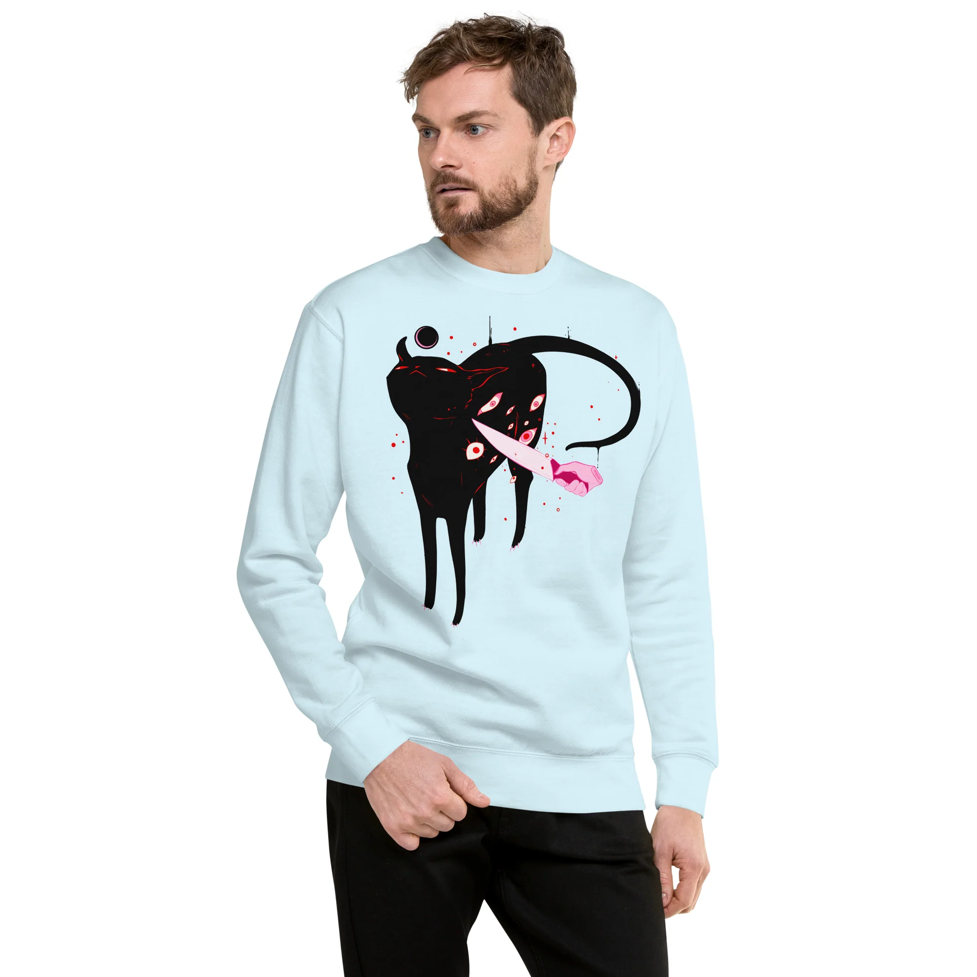 Smug Cat, Premium Unisex Sweatshirt - Image 2