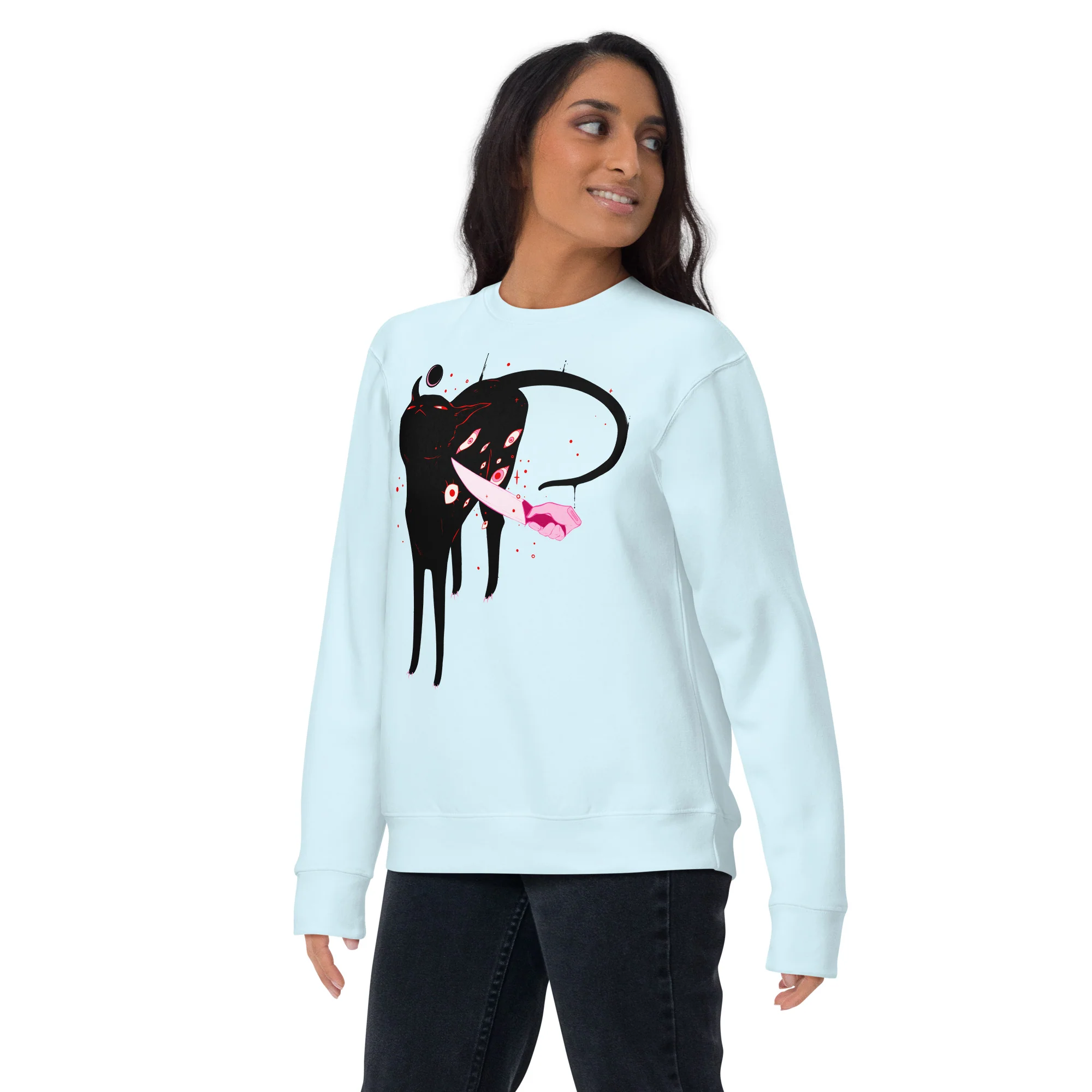 Smug Cat, Premium Unisex Sweatshirt - Image 4