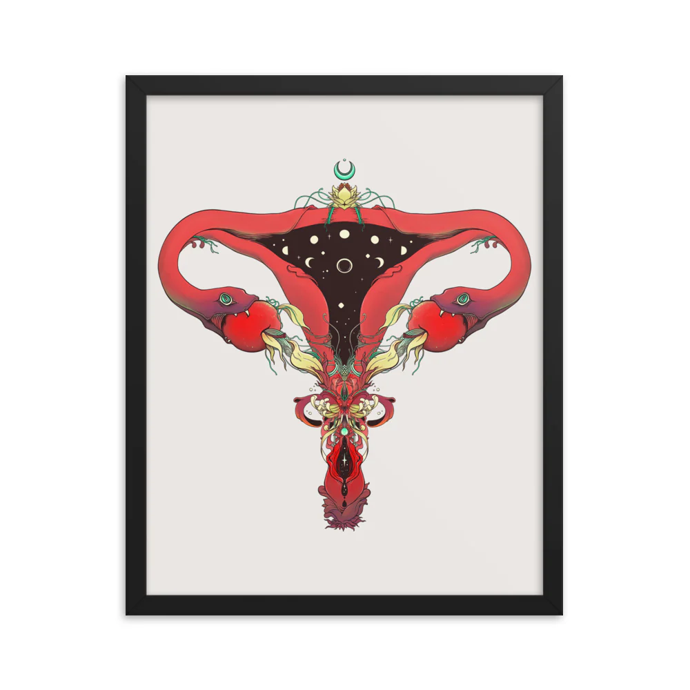 Snake Uterus Lilith, Framed Art Print - Image 3
