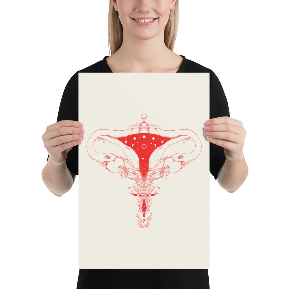 Snake Uterus Lilith, Outlines, Matte Art Print Poster - Image 10