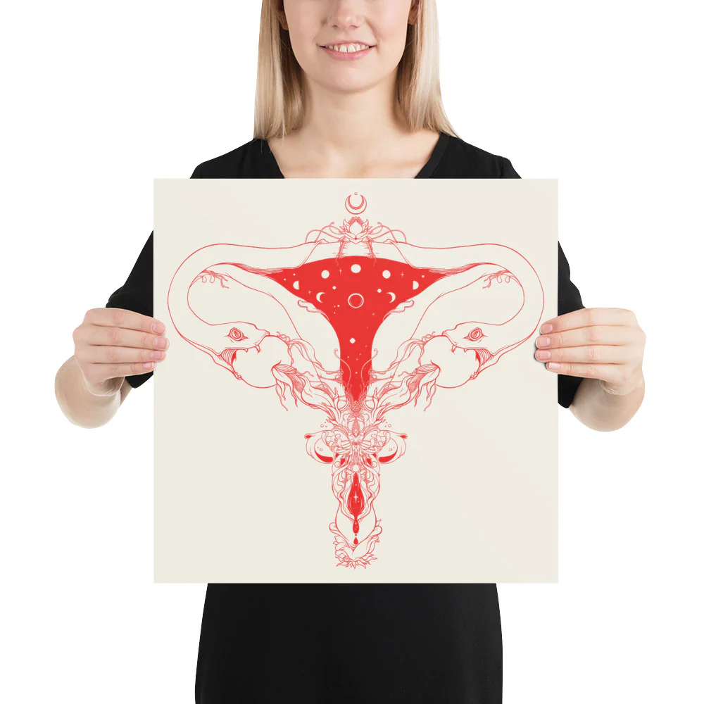 Snake Uterus Lilith, Outlines, Matte Art Print Poster - Image 3