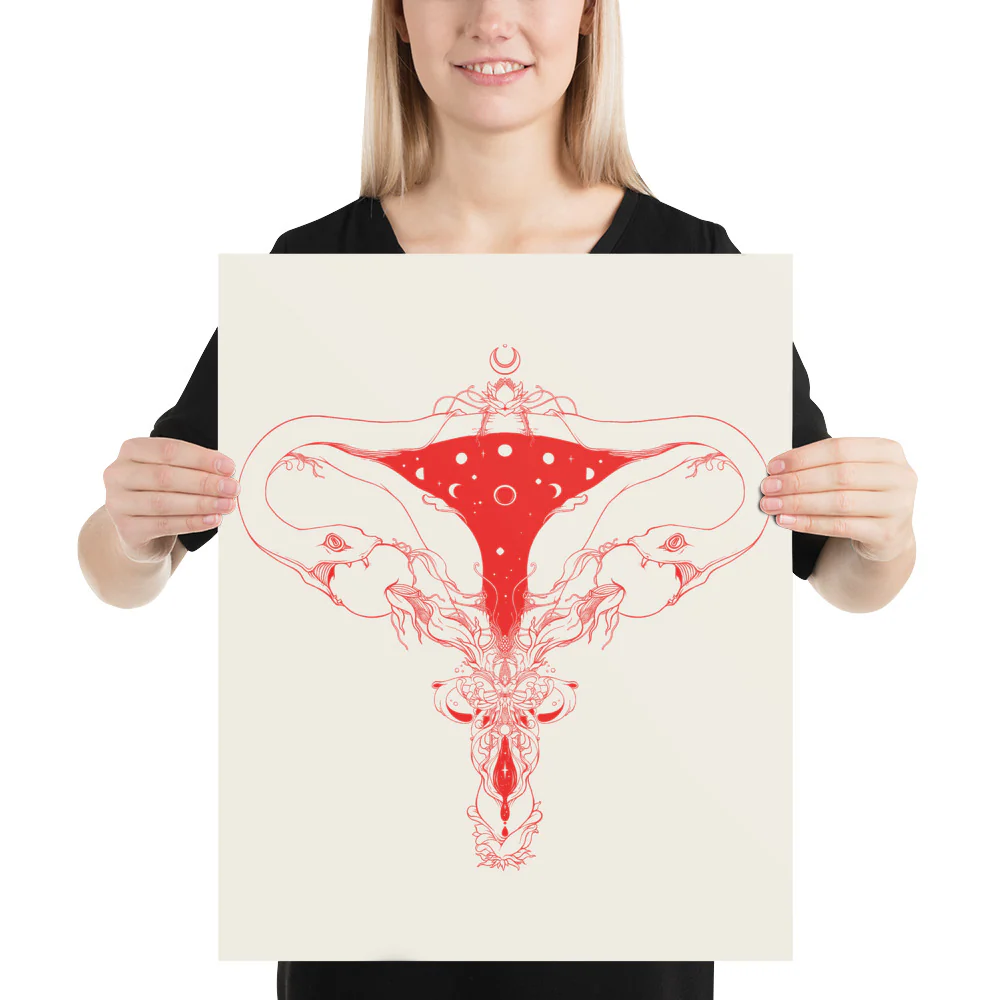 Snake Uterus Lilith, Outlines, Matte Art Print Poster - Image 4