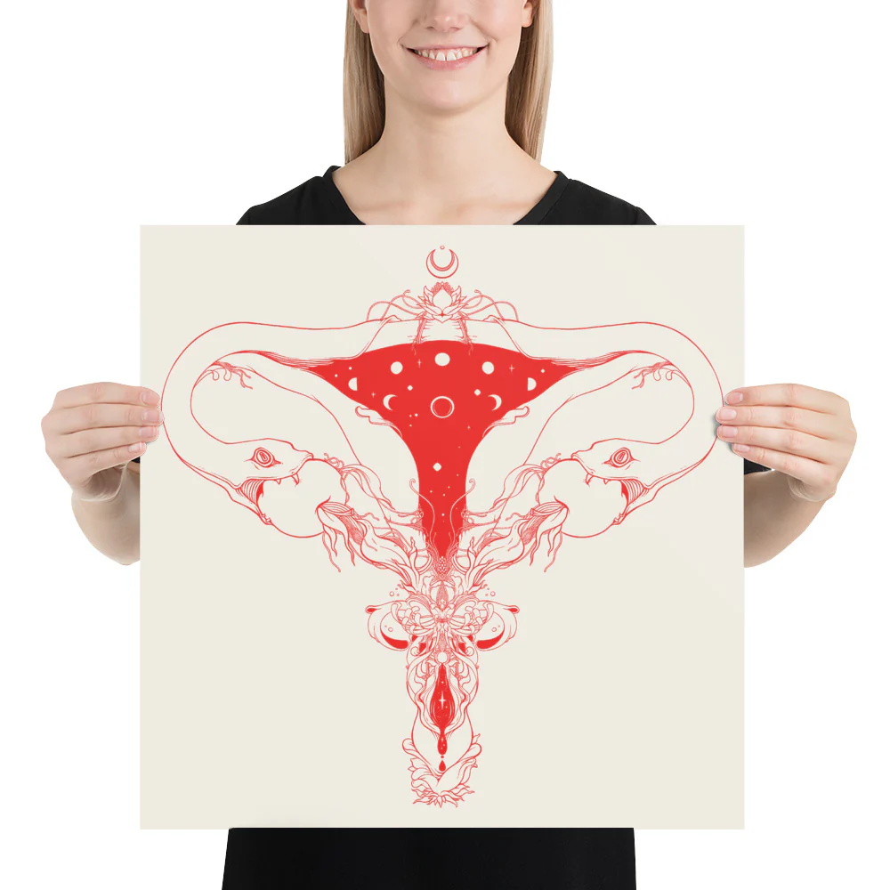 Snake Uterus Lilith, Outlines, Matte Art Print Poster - Image 5