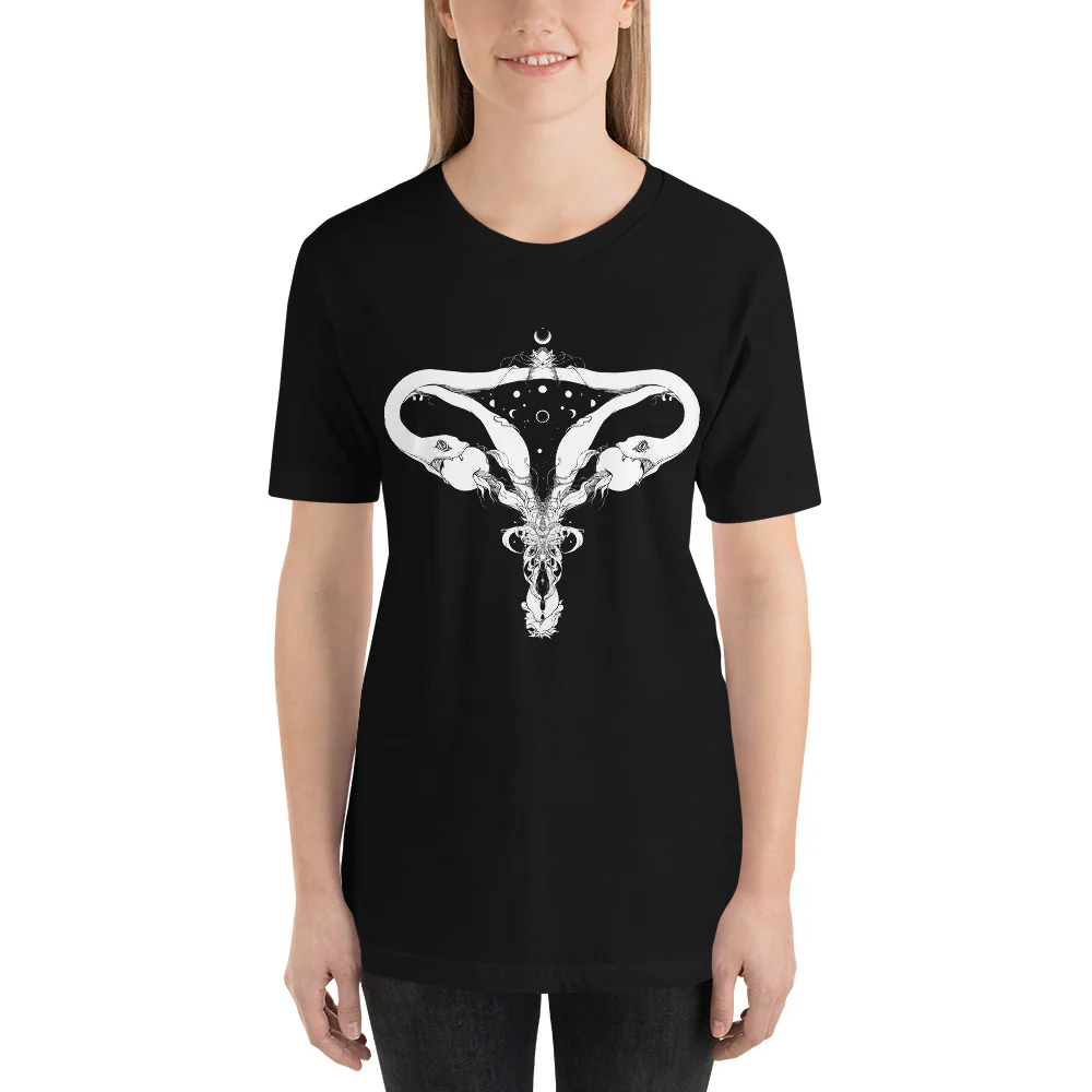 Snake Uterus Lilith, Unisex T-Shirt, Black - Image 3