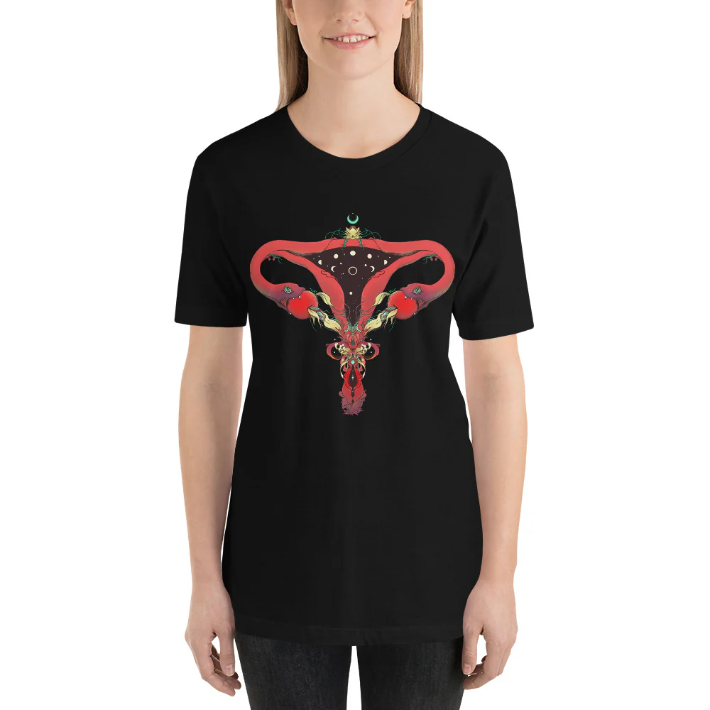 Snake Uterus Lilith, Unisex T-Shirt, Black - Image 3