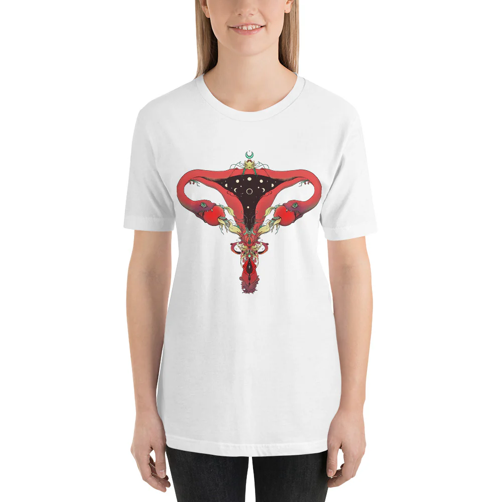 Snake Uterus Lilith, Unisex T-Shirt, White - Image 3