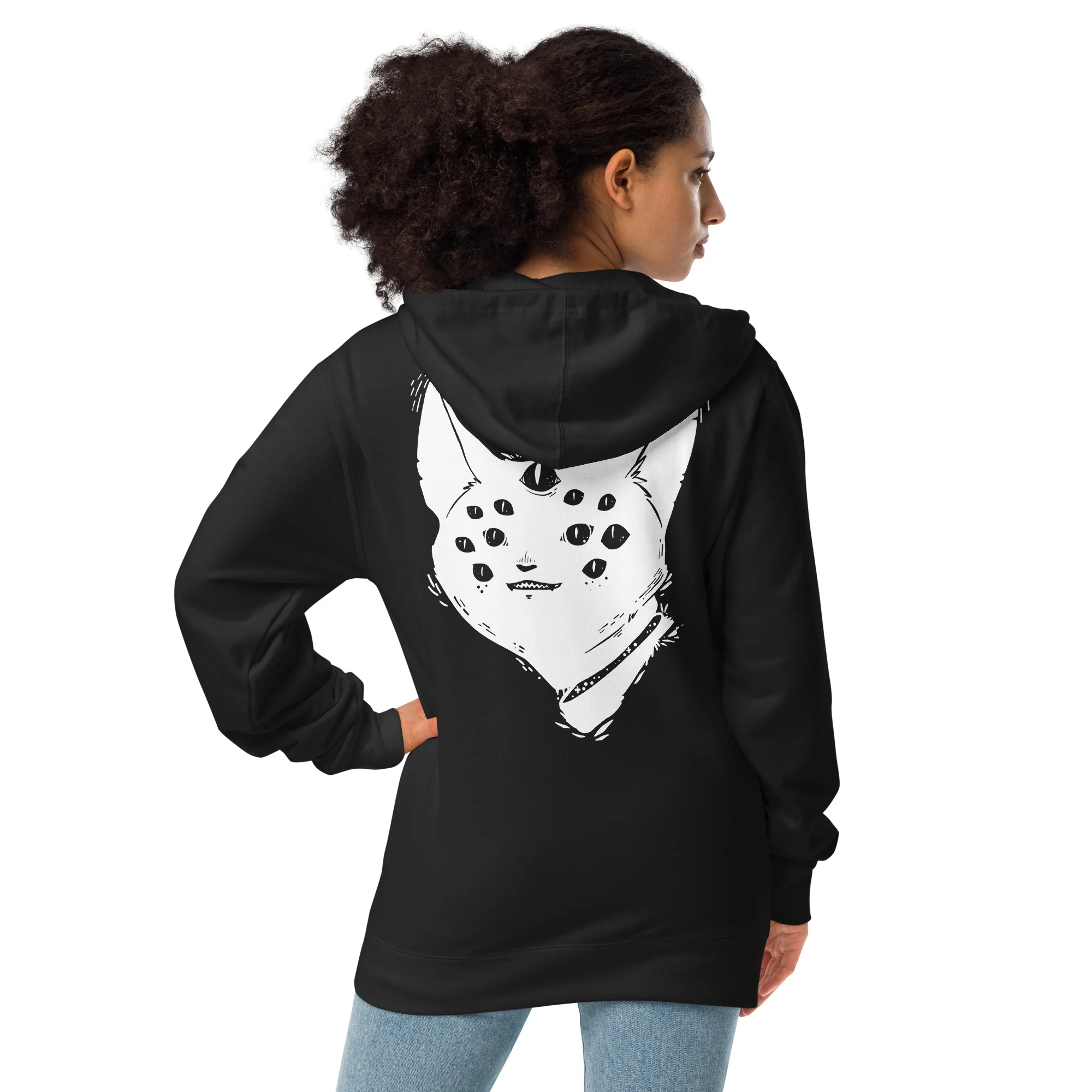 Spider Cat, Unisex Fleece Zip-Up Hoodie - Image 3