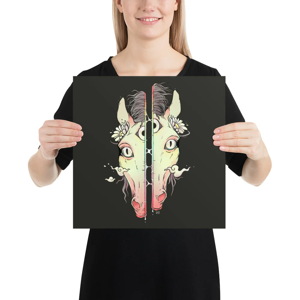 Split Face Horse, Matte Art Print Poster - Image 5