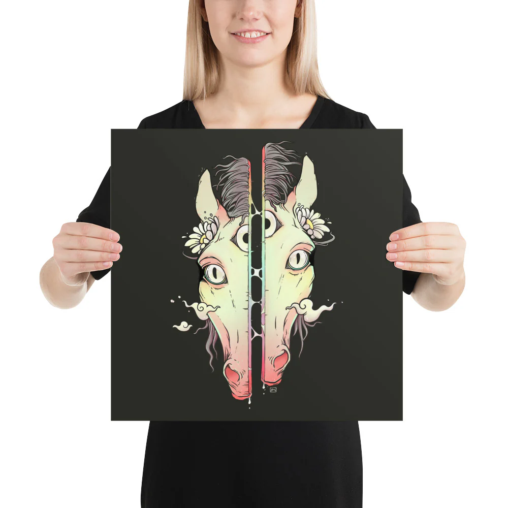 Split Face Horse, Matte Art Print Poster - Image 6