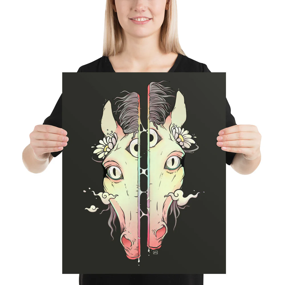 Split Face Horse, Matte Art Print Poster - Image 7