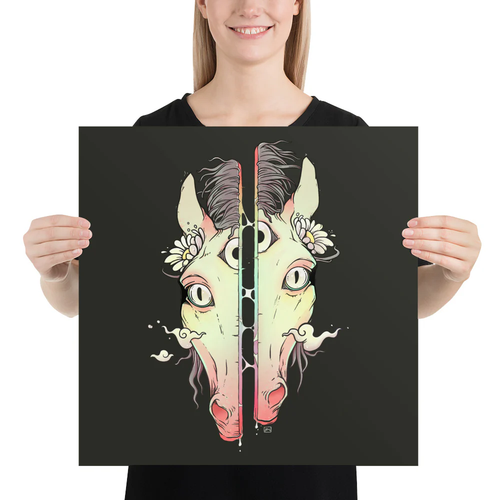 Split Face Horse, Matte Art Print Poster - Image 8