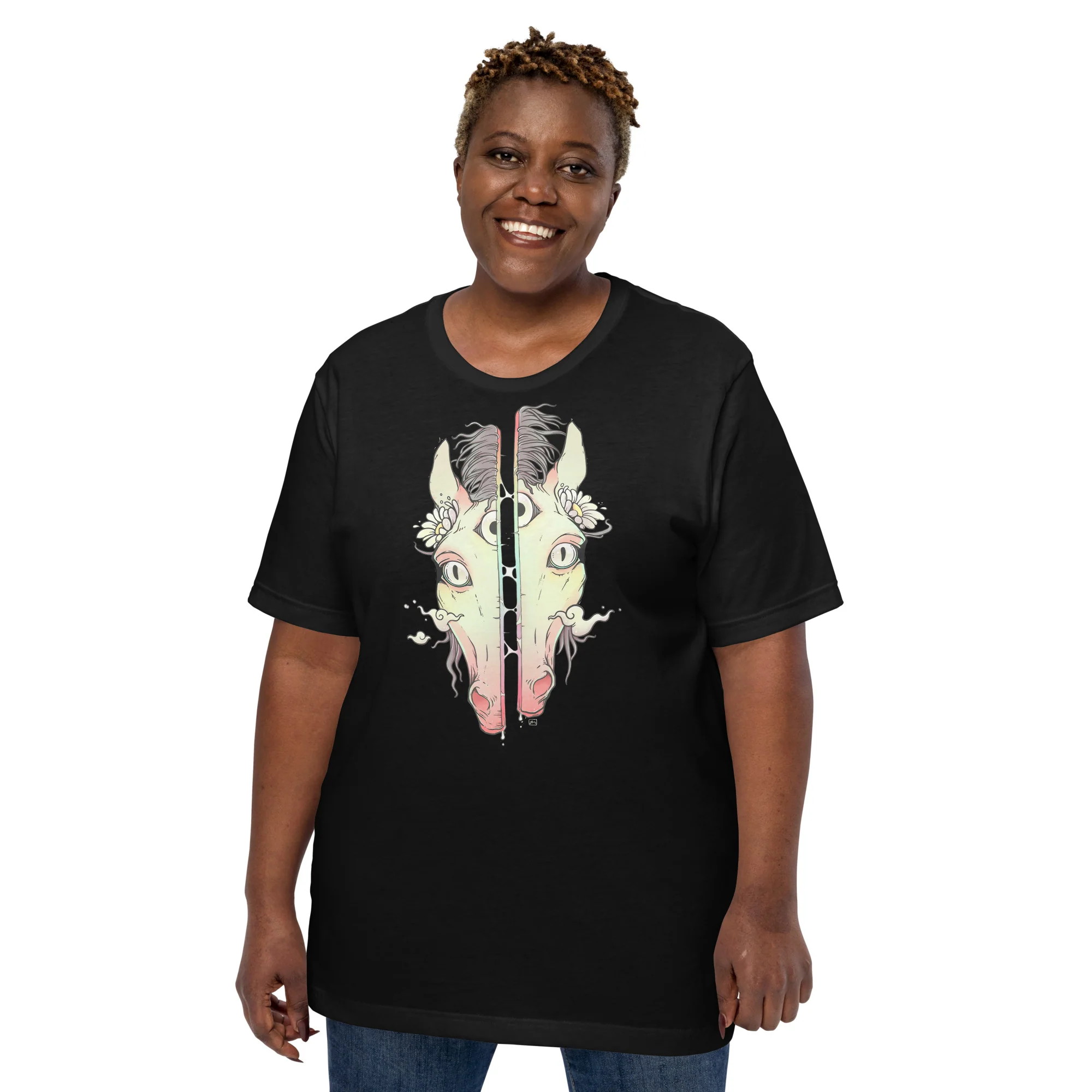 Split Face Horse, Unisex T-Shirt - Image 3