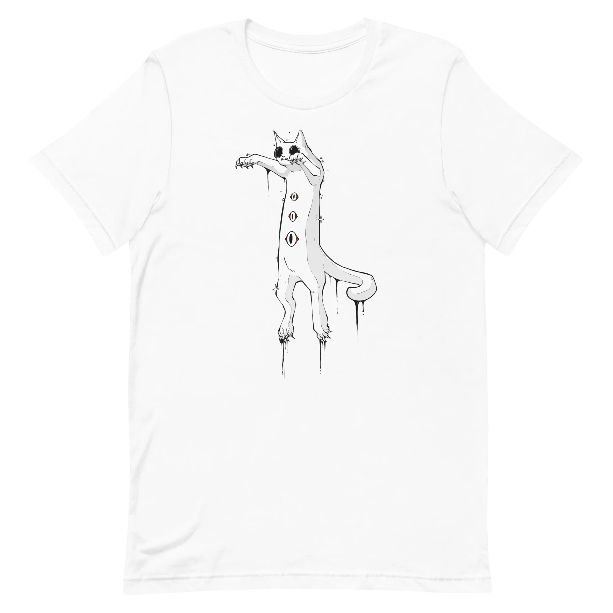 Spooky White Cat, Unisex T-Shirt - Image 13