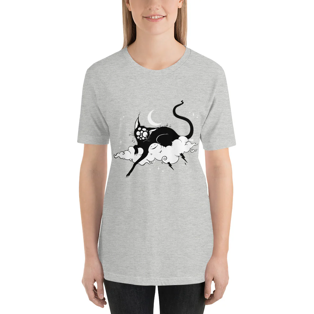 Black Cat, Unisex T-Shirt, Athletic Heather - Image 2