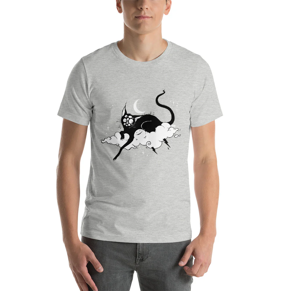 Black Cat, Unisex T-Shirt, Athletic Heather - Image 3
