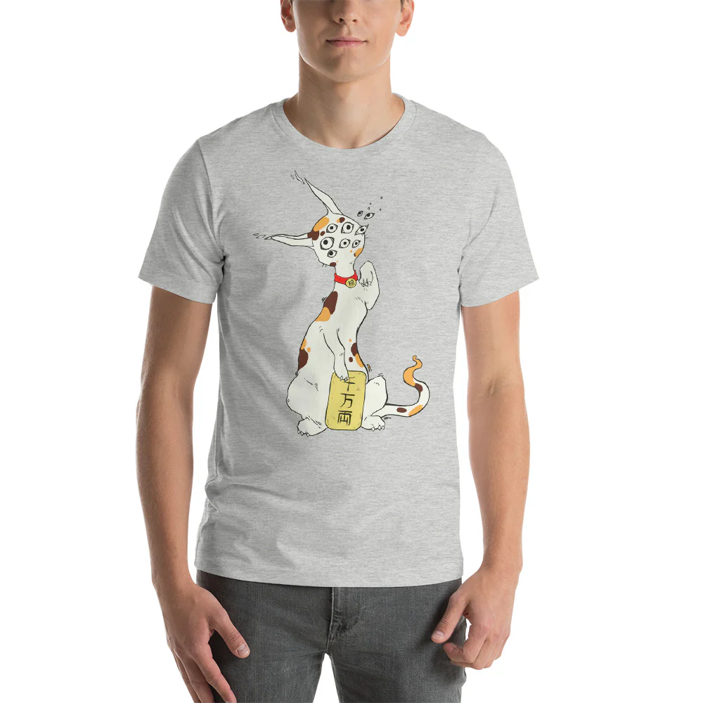 Strange Maneki Neko, Unisex T-Shirt, Athletic Heather - Image 2