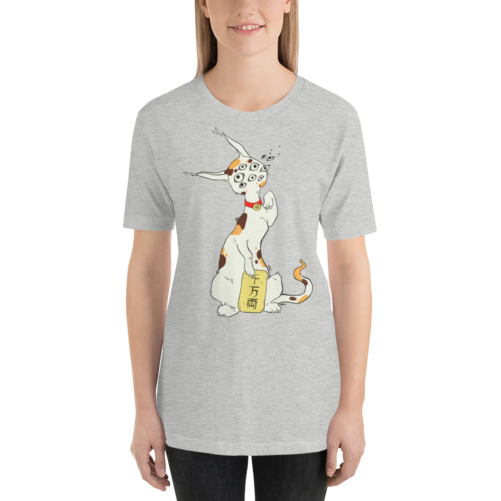 Strange Maneki Neko, Unisex T-Shirt, Athletic Heather - Image 3