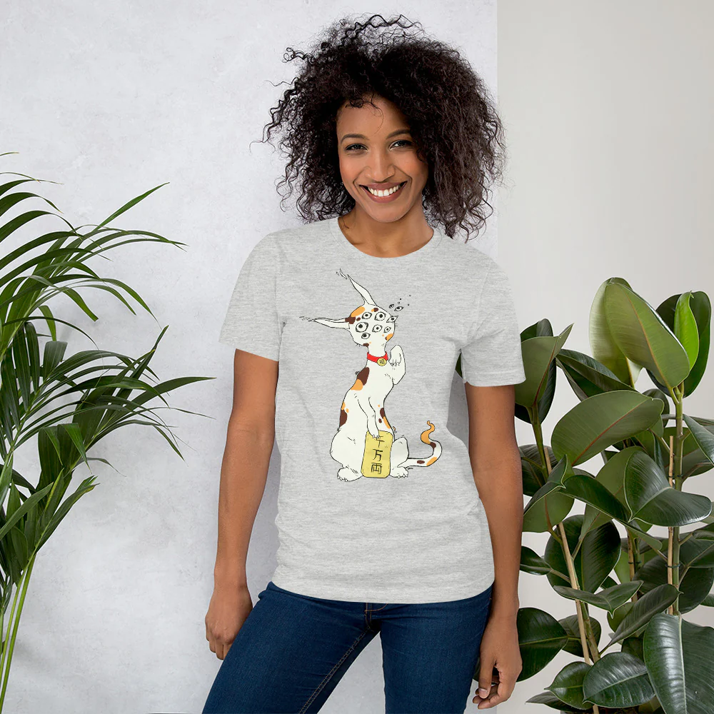 Strange Maneki Neko, Unisex T-Shirt, Athletic Heather - Image 4