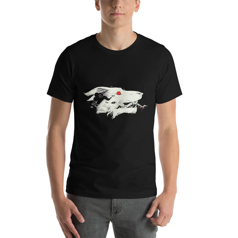 Wolf, Unisex T-Shirt, Black - Image 3