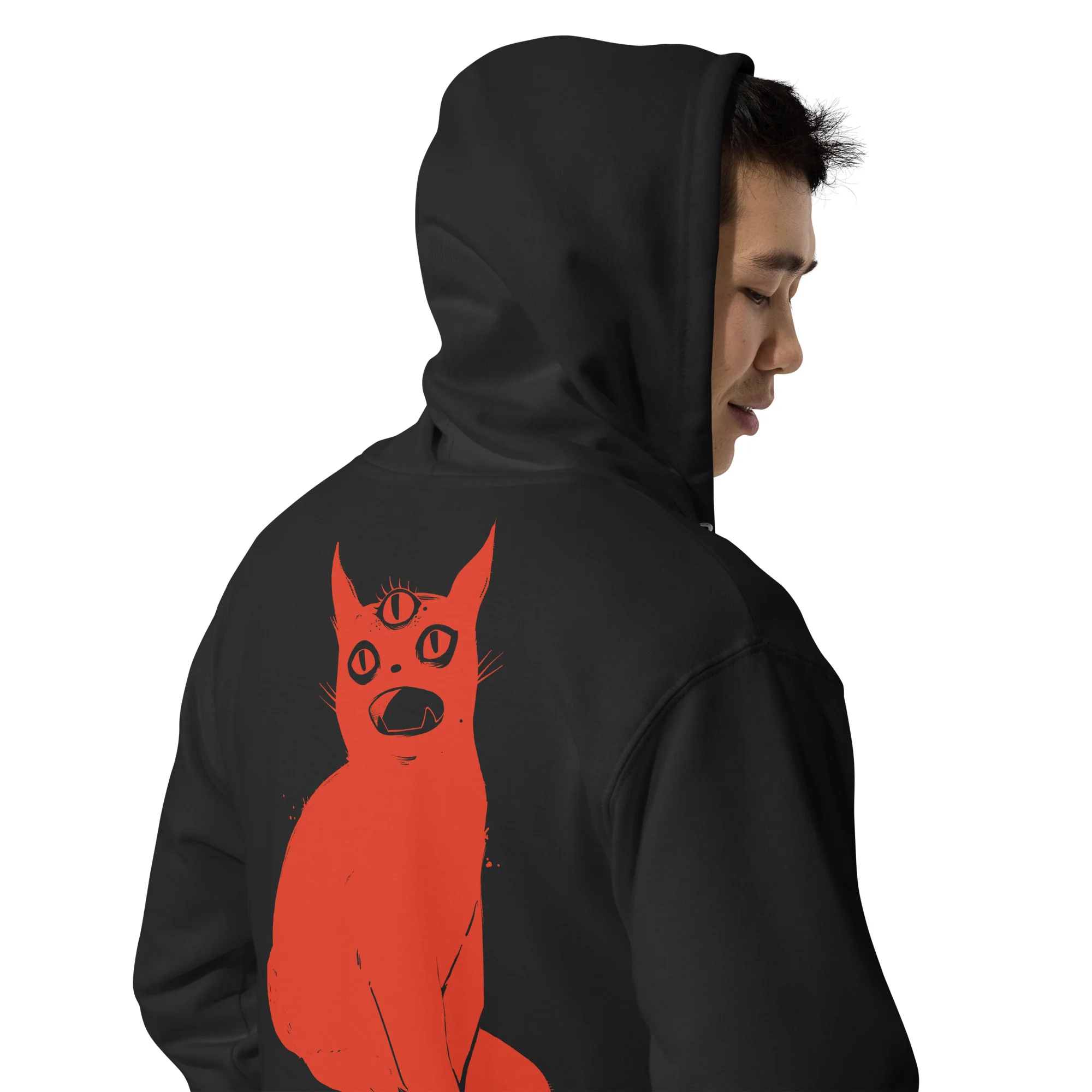 Third Eye Cat, Unisex Fleece Zip-Up Hoodie - Image 4