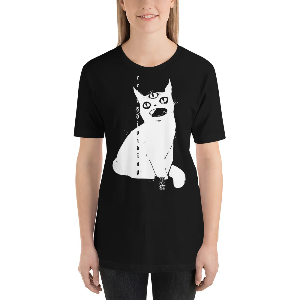 Third Eye Cat, Unisex T-Shirt, Black - Image 3