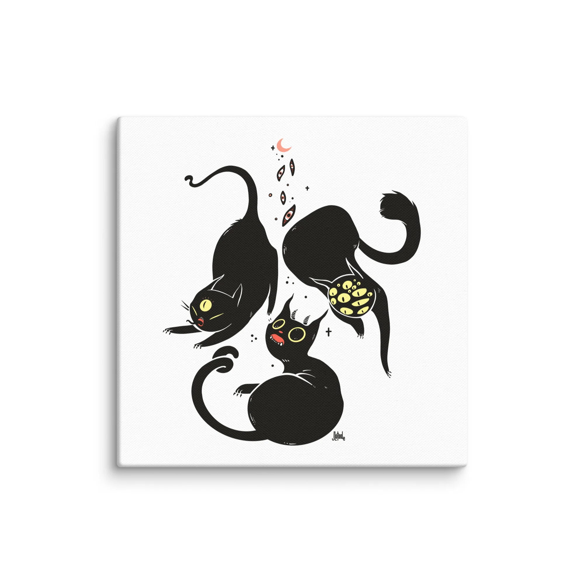Three Black Cats, Canvas Print - Image 3