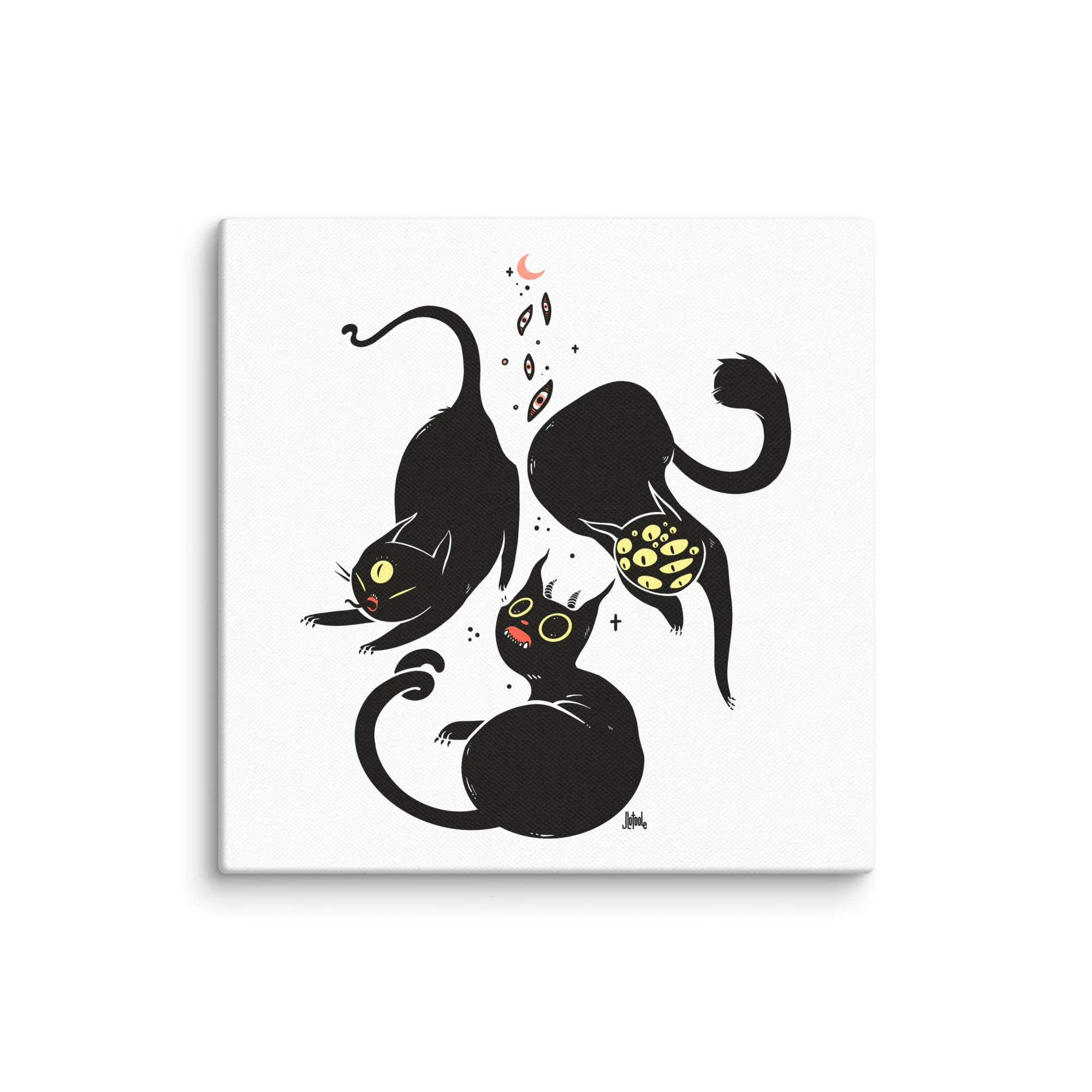 Three Black Cats, Canvas Print - Image 4