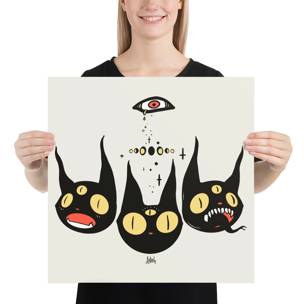 Three Black Cats, Matte Art Print Poster - Image 10