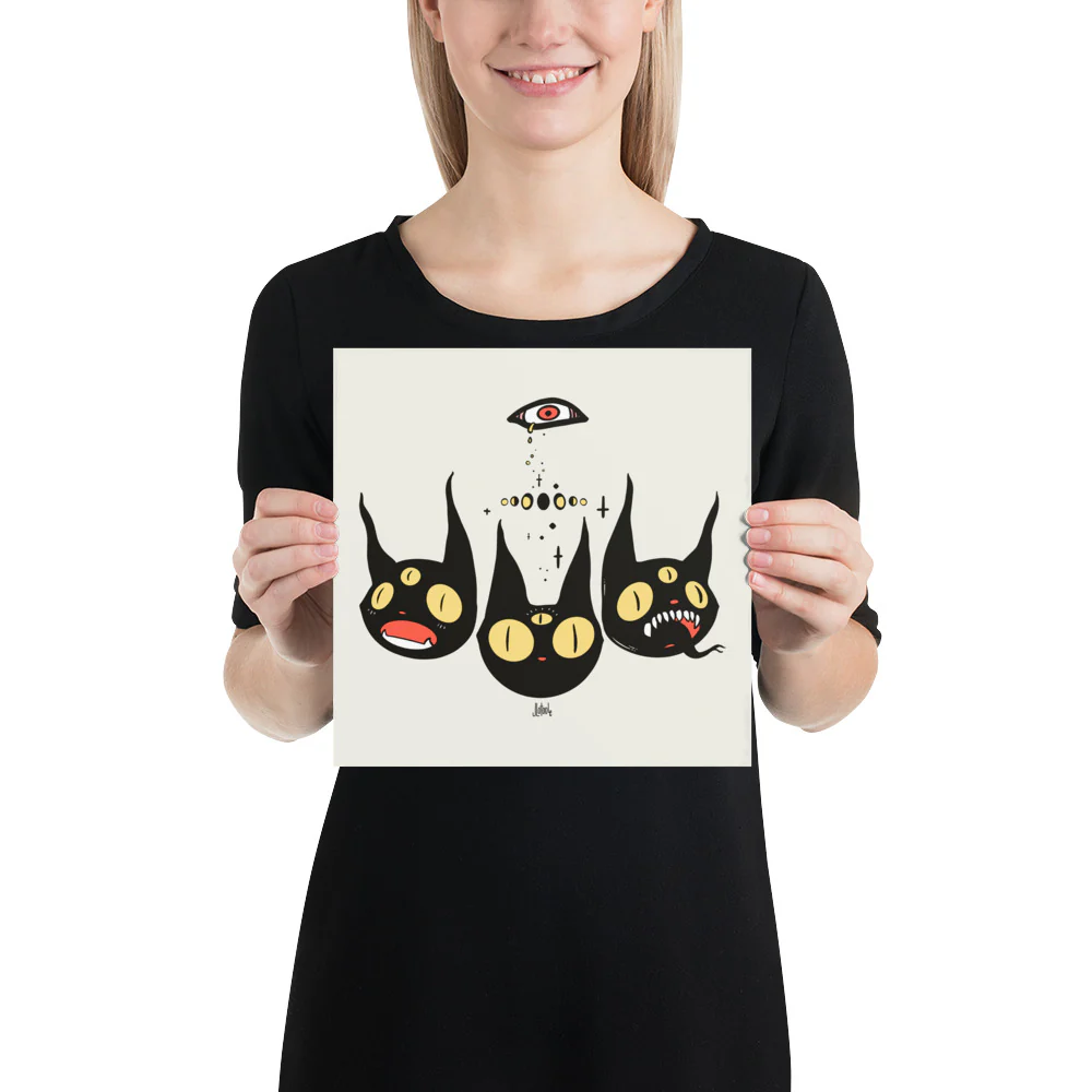 Three Black Cats, Matte Art Print Poster - Image 2