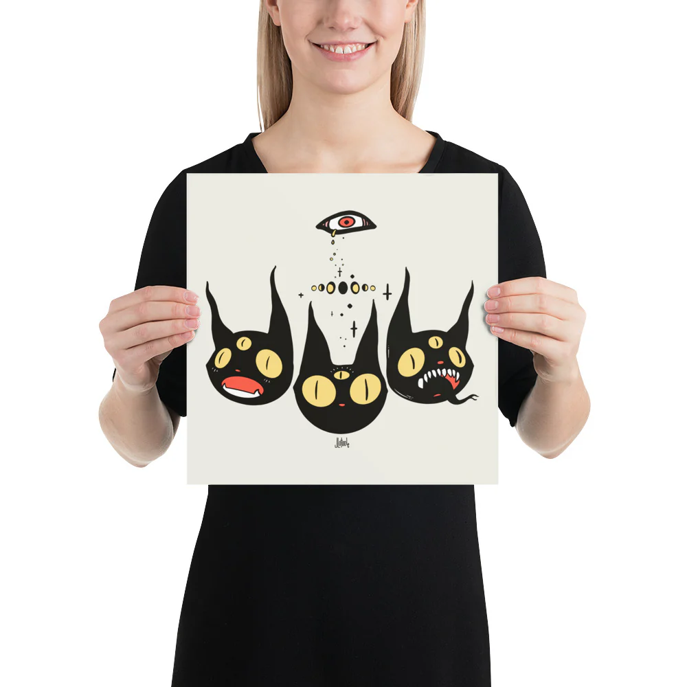 Three Black Cats, Matte Art Print Poster - Image 3