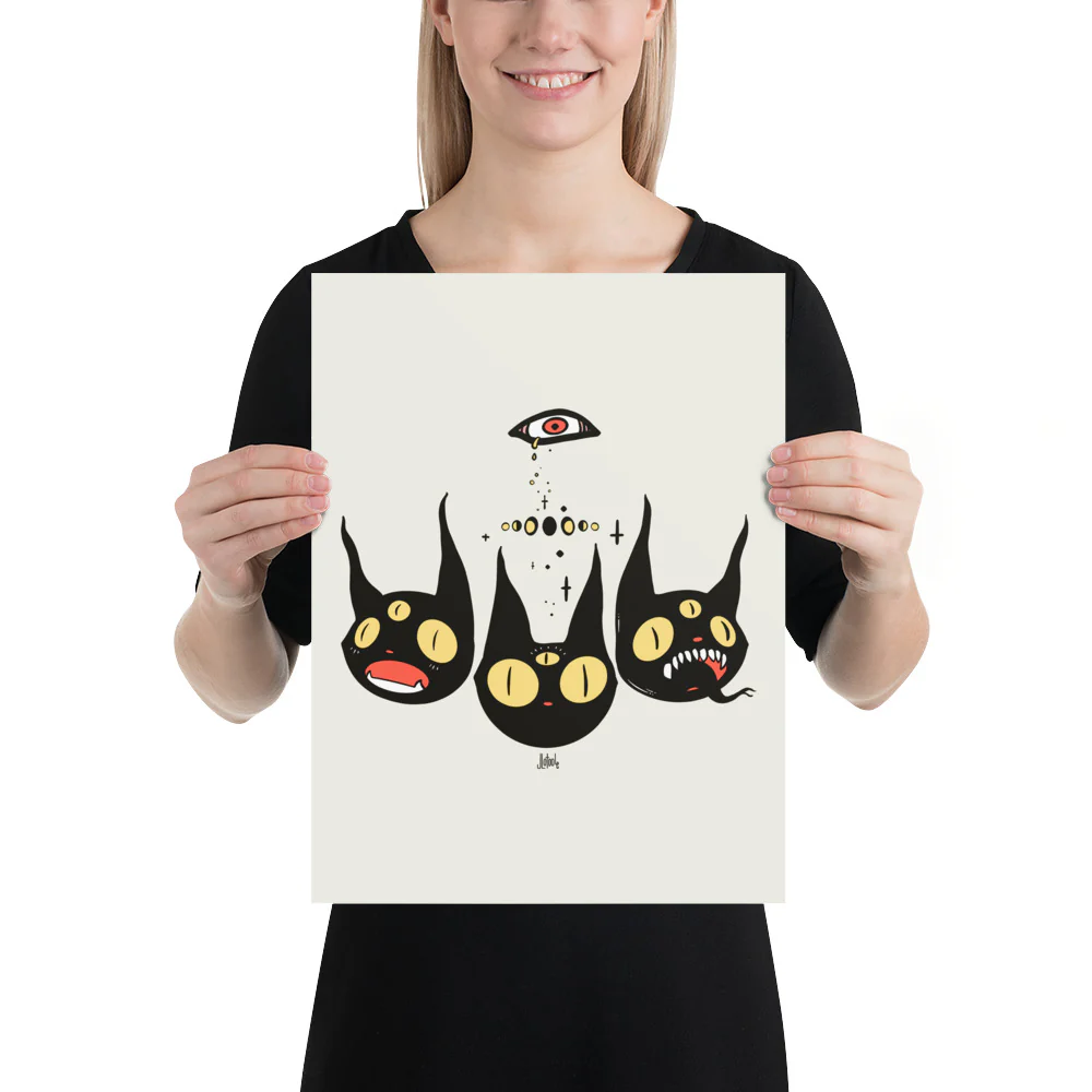 Three Black Cats, Matte Art Print Poster - Image 4