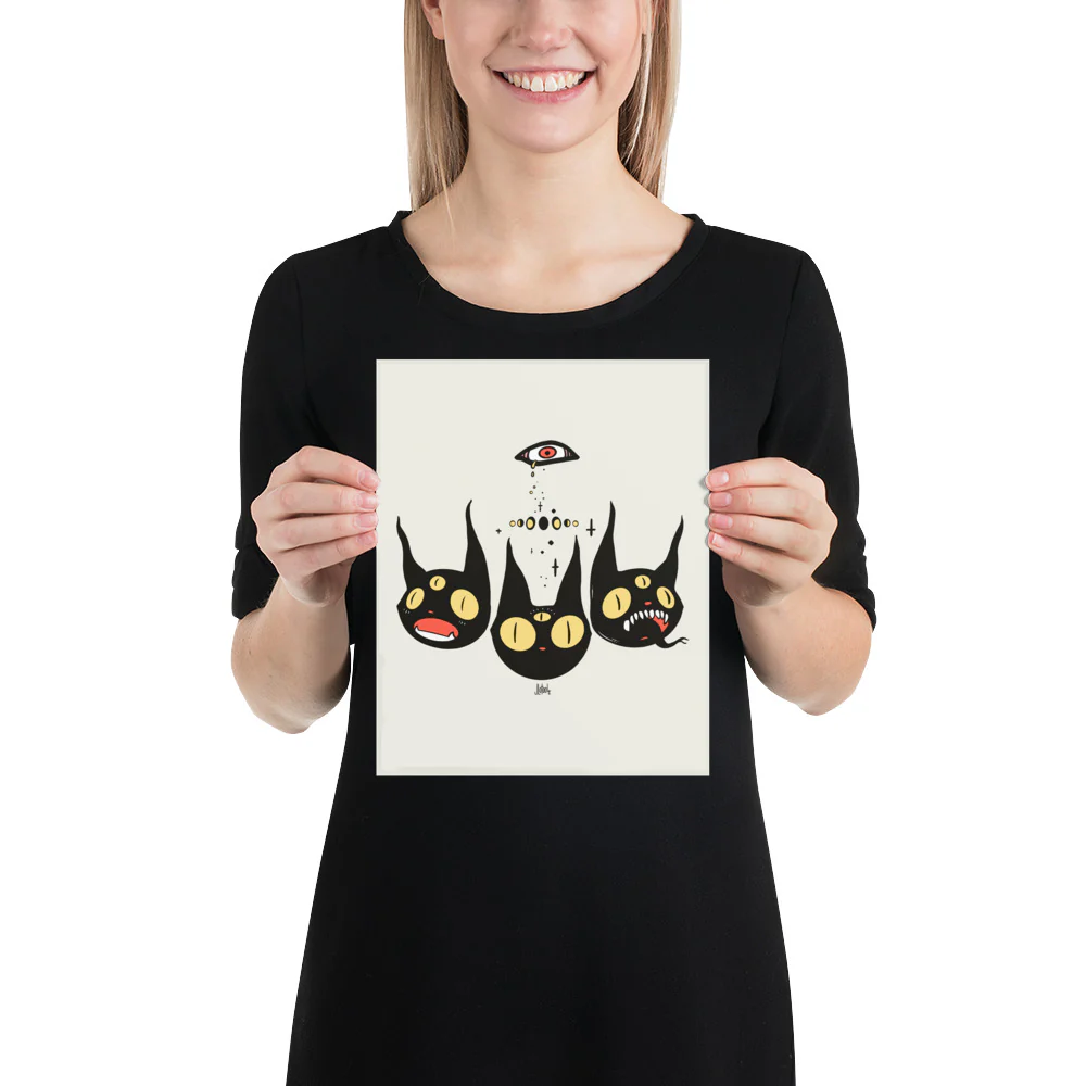 Three Black Cats, Matte Art Print Poster - Image 6