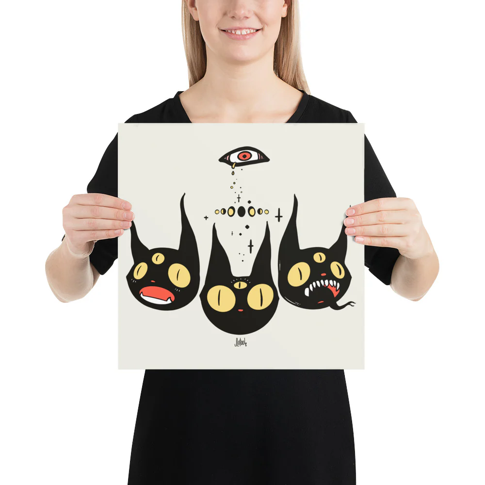 Three Black Cats, Matte Art Print Poster - Image 7