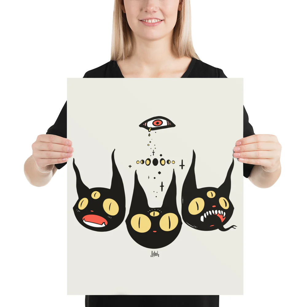 Three Black Cats, Matte Art Print Poster - Image 9