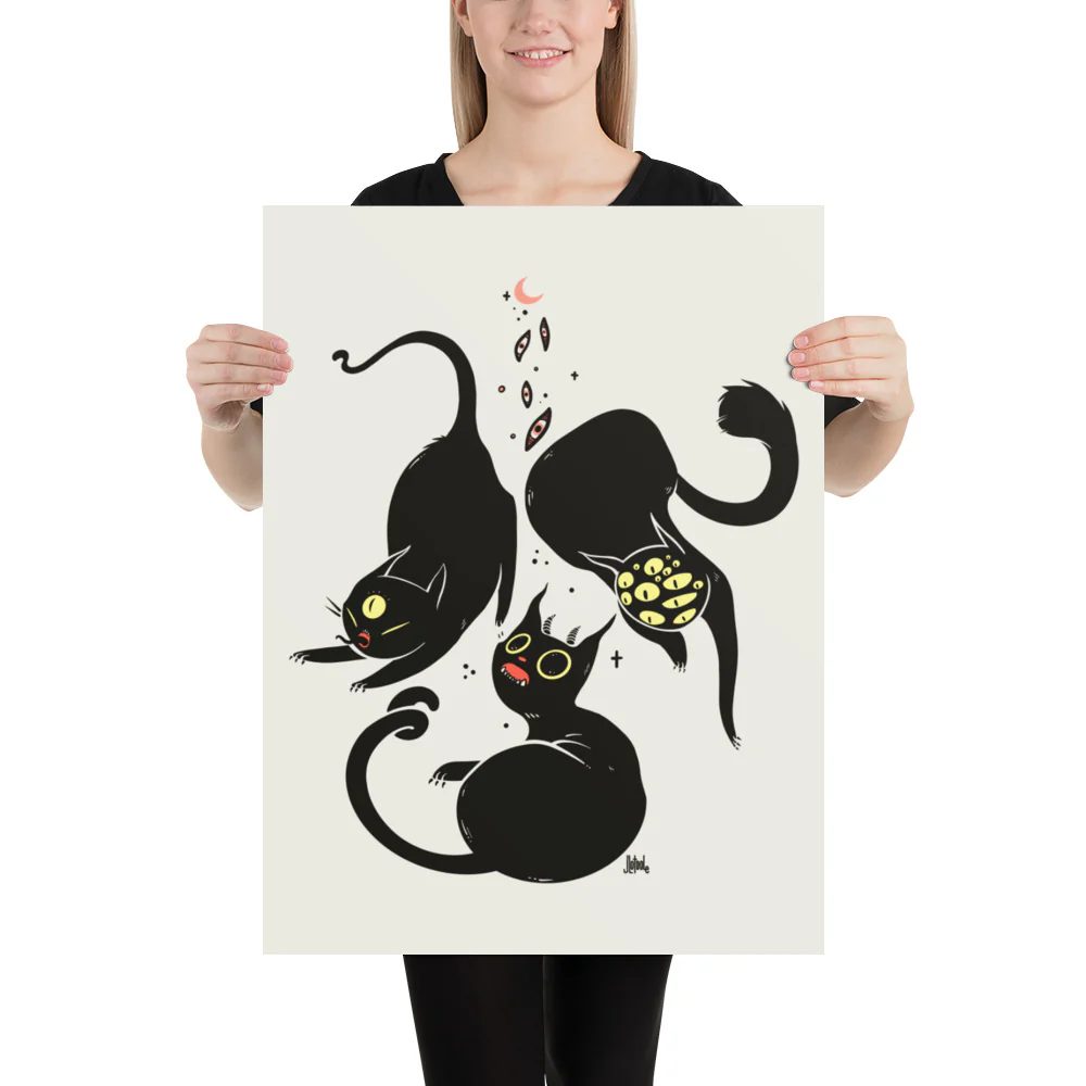 Three Black Cats, Matte Art Print Poster - Image 5
