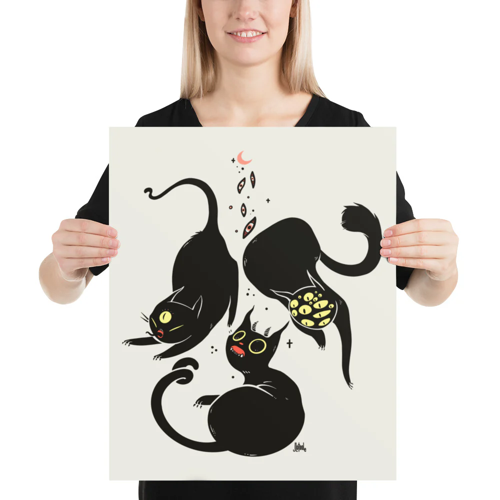 Three Black Cats, Matte Art Print Poster - Image 6