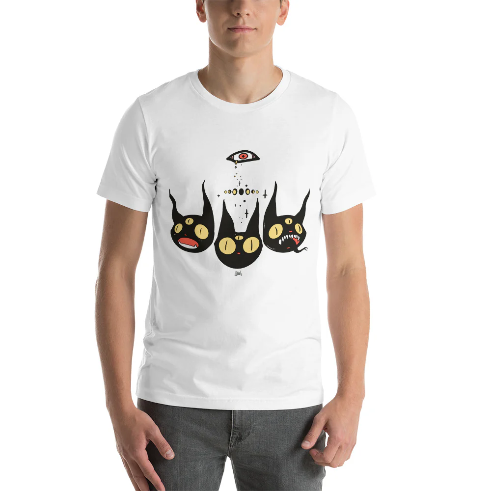 Three Black Cats, Unisex T-Shirt - Image 2
