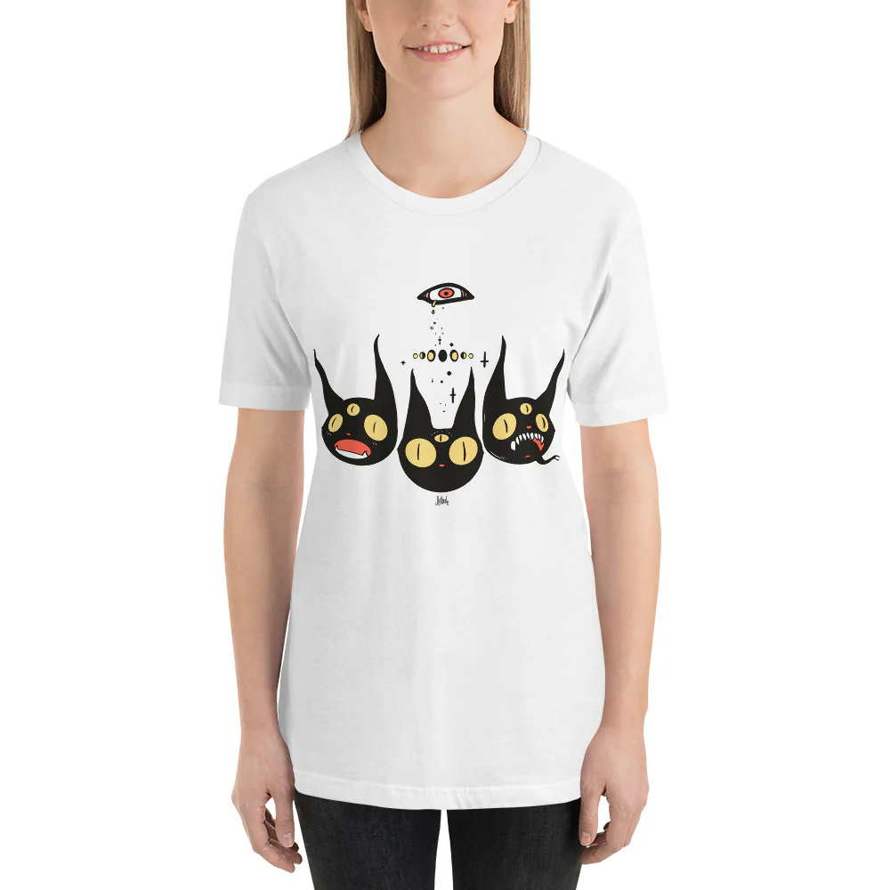Three Black Cats, Unisex T-Shirt - Image 3