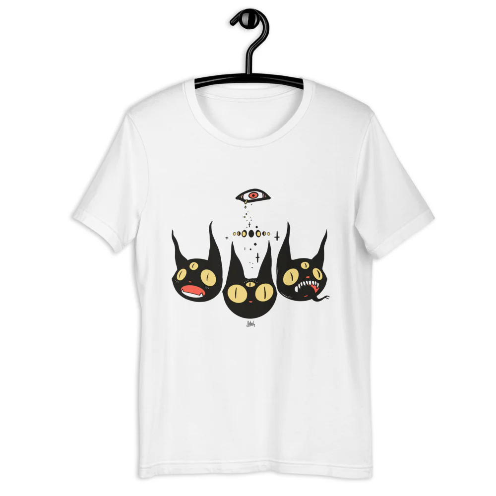 Three Black Cats, Unisex T-Shirt - Image 4