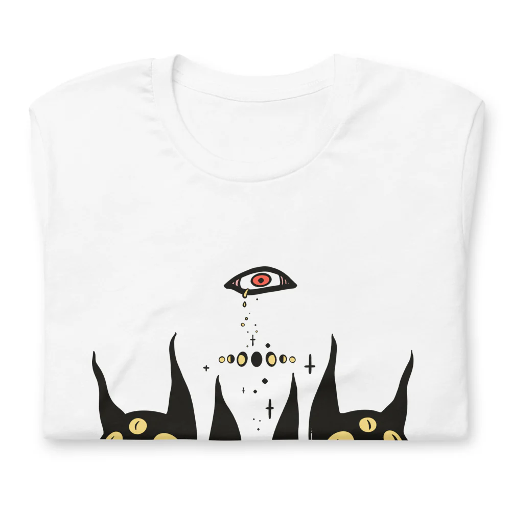 Three Black Cats, Unisex T-Shirt - Image 5