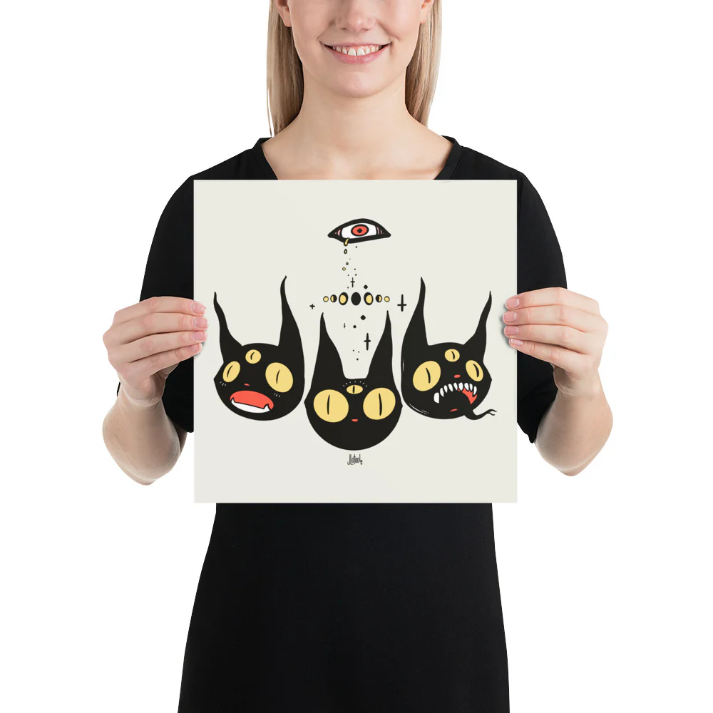 Three Cats, Matte Art Print Poster - Image 4